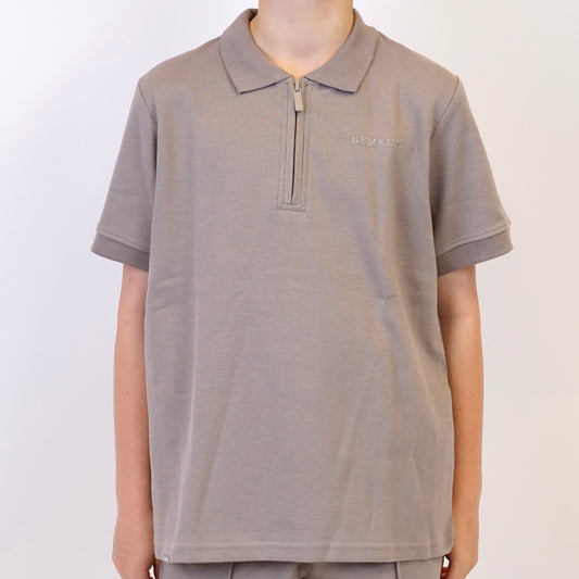 Gym King Zipped Polo Set - Beige (Junior)
