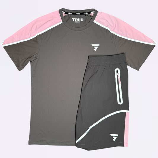 GRIID Reflect Tee & Shorts Set- Pink Foam