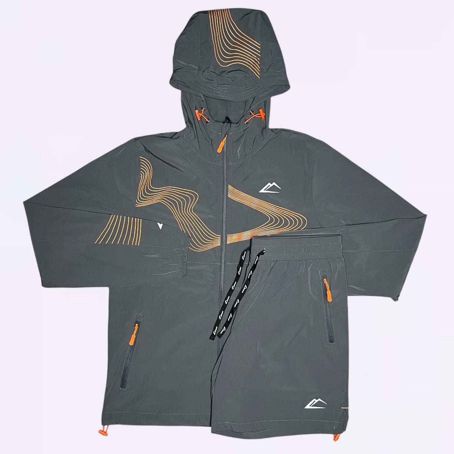 ActiveLine Wave Windrunner & Shorts Set - Grey / Orange