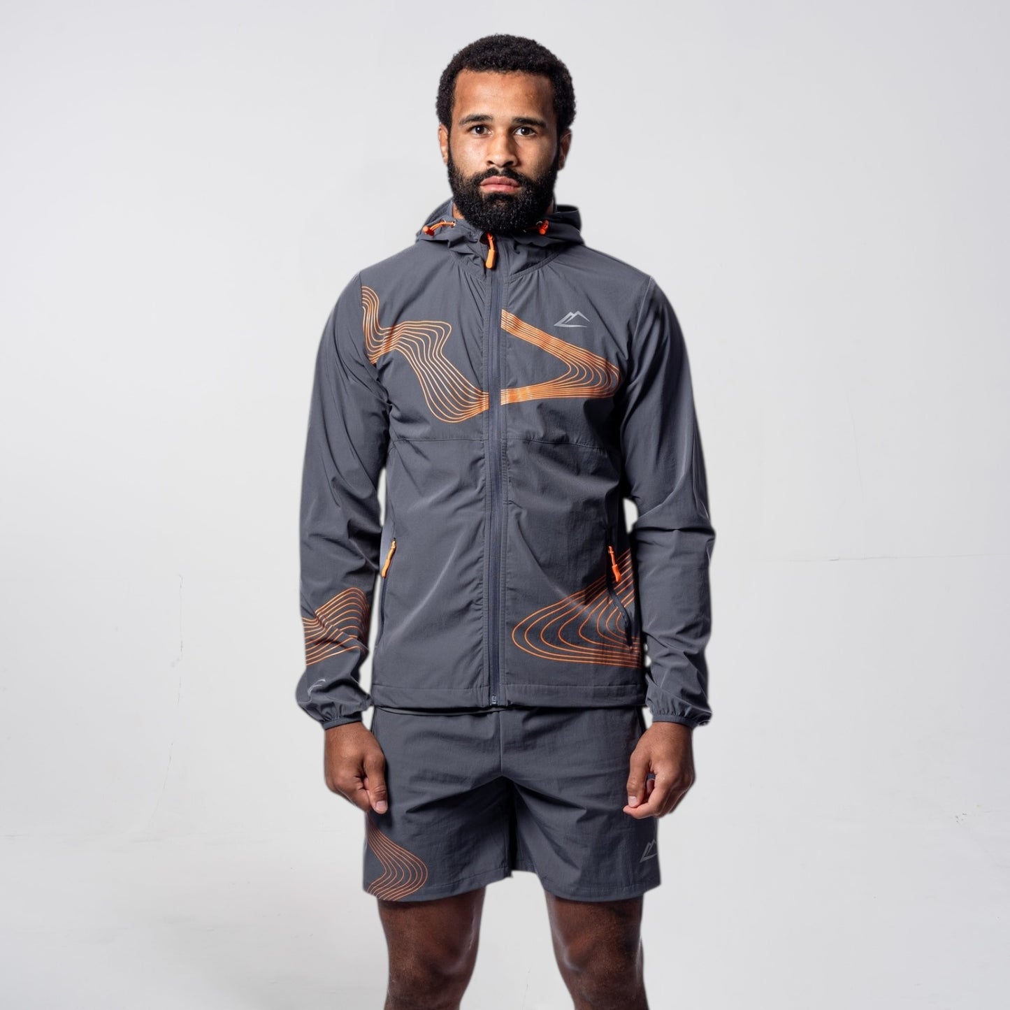 ActiveLine Wave Windrunner & Shorts Set - Grey / Orange