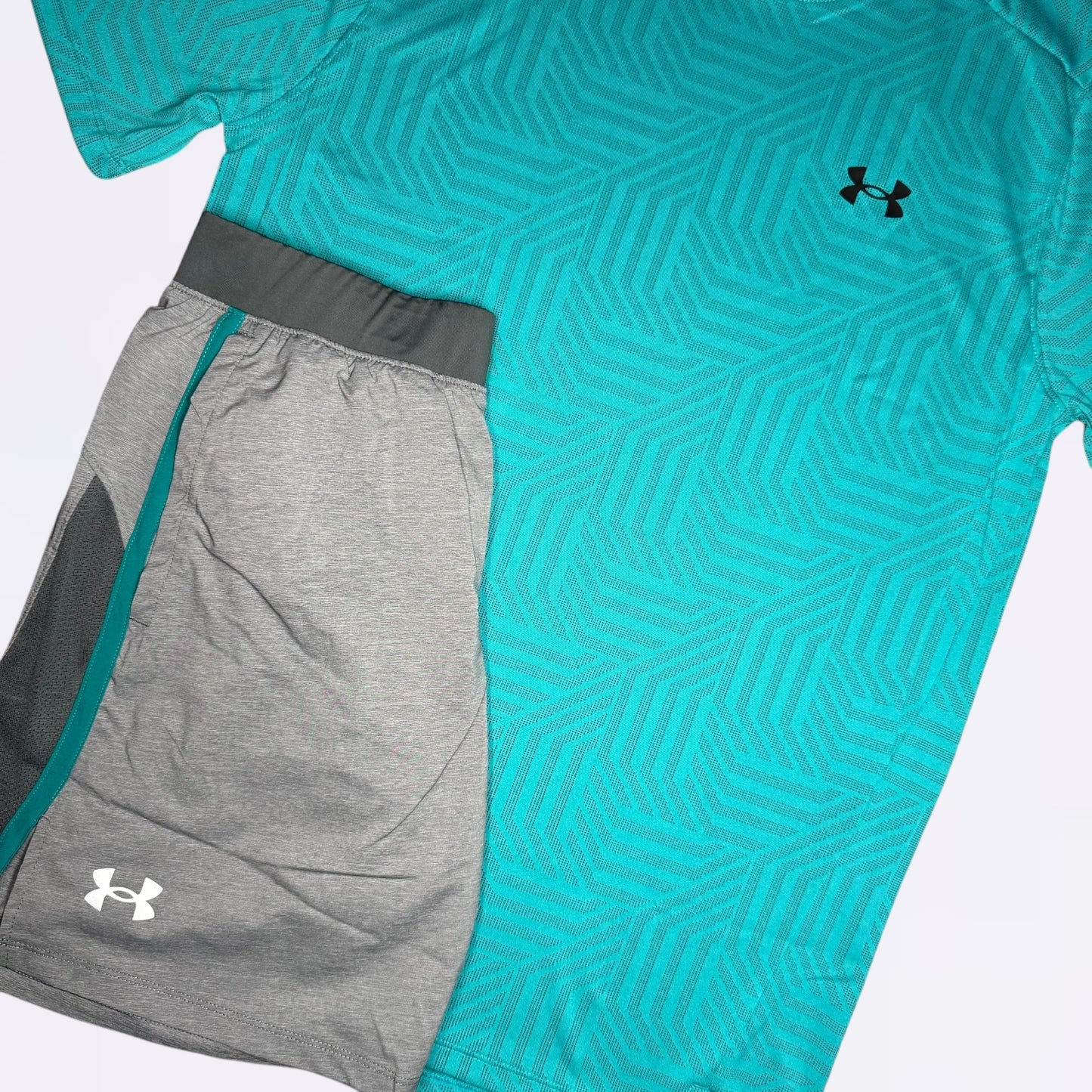 Under Armour Geotessa Set - Tee & Shorts - Caribbean / Grey