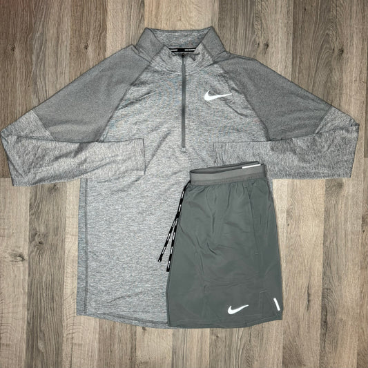 Nike Element / Flex Stride Set - Half Zip & Shorts - Grey