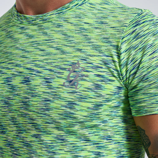 GymKing Energy Seamless Space Dye Tee - Lime/Navy Grindle