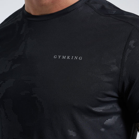 Gym King Debossed Camo SS Tee - Black