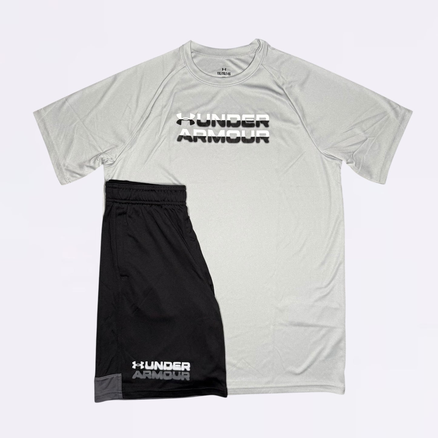 Under Armour Set - Tee & Shorts - Grey / Black (Junior)