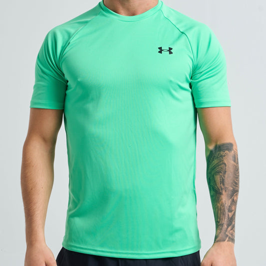 Under Armour Tech / Speed Stride Set - Tee & Shorts - Green / Black