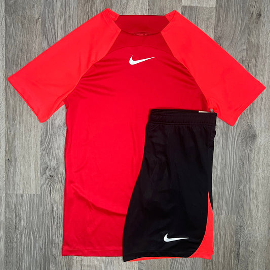 Nike Academy Set - Tee & Shorts - Crimson Red (Junior)
