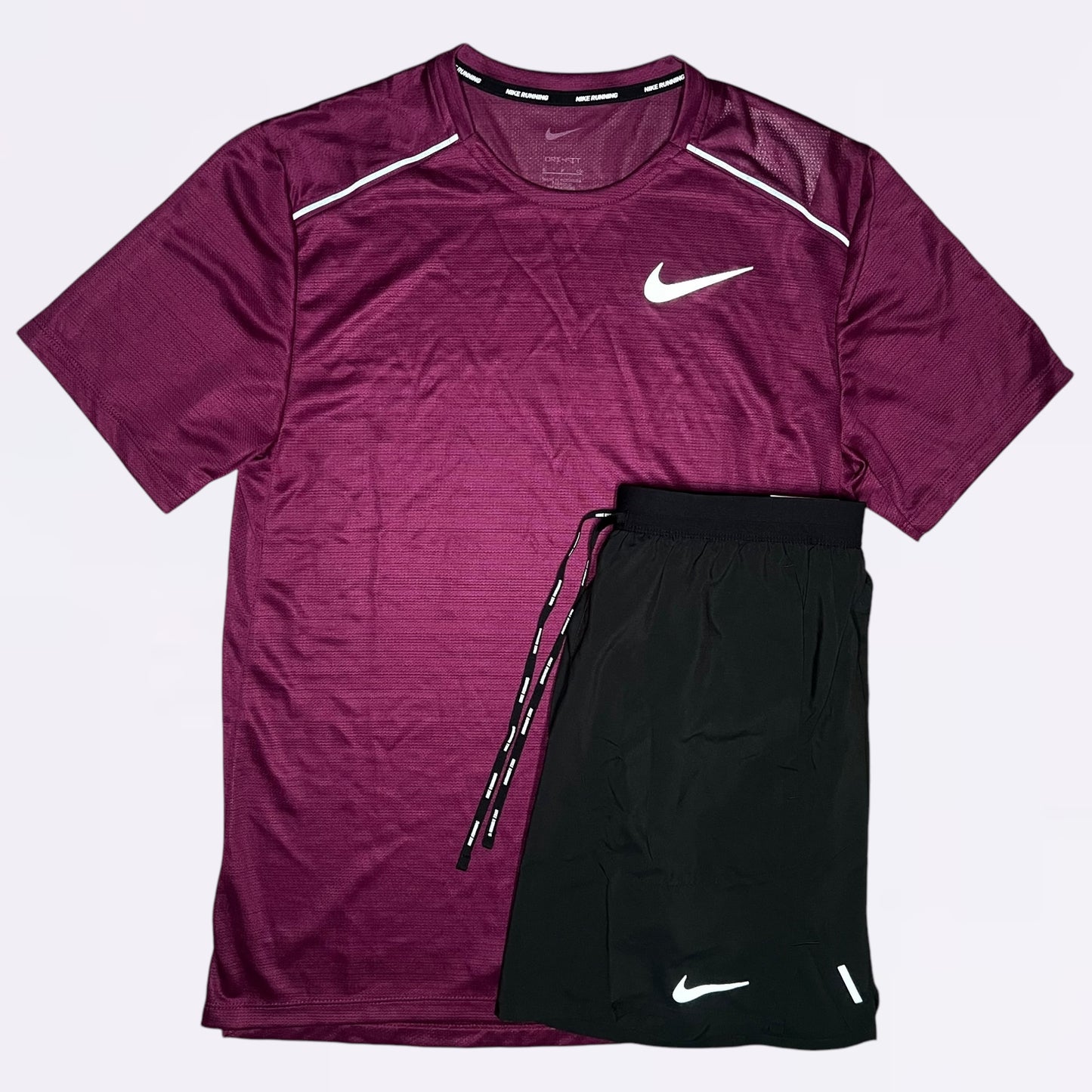 Nike Miler & Flex Stride 2.0 Set - Tee & Shorts - Beetroot / Black