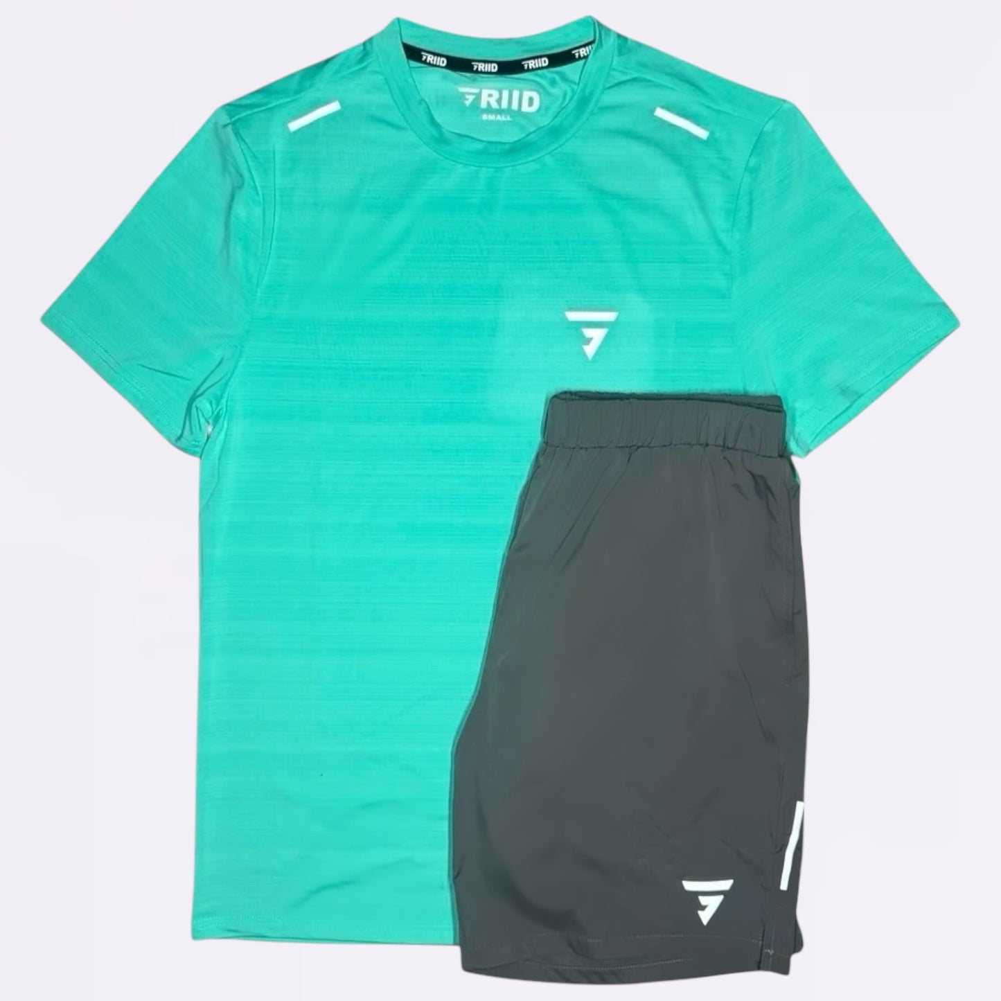 Griid Flow Set - Tee & Shorts - Mint Green / Grey