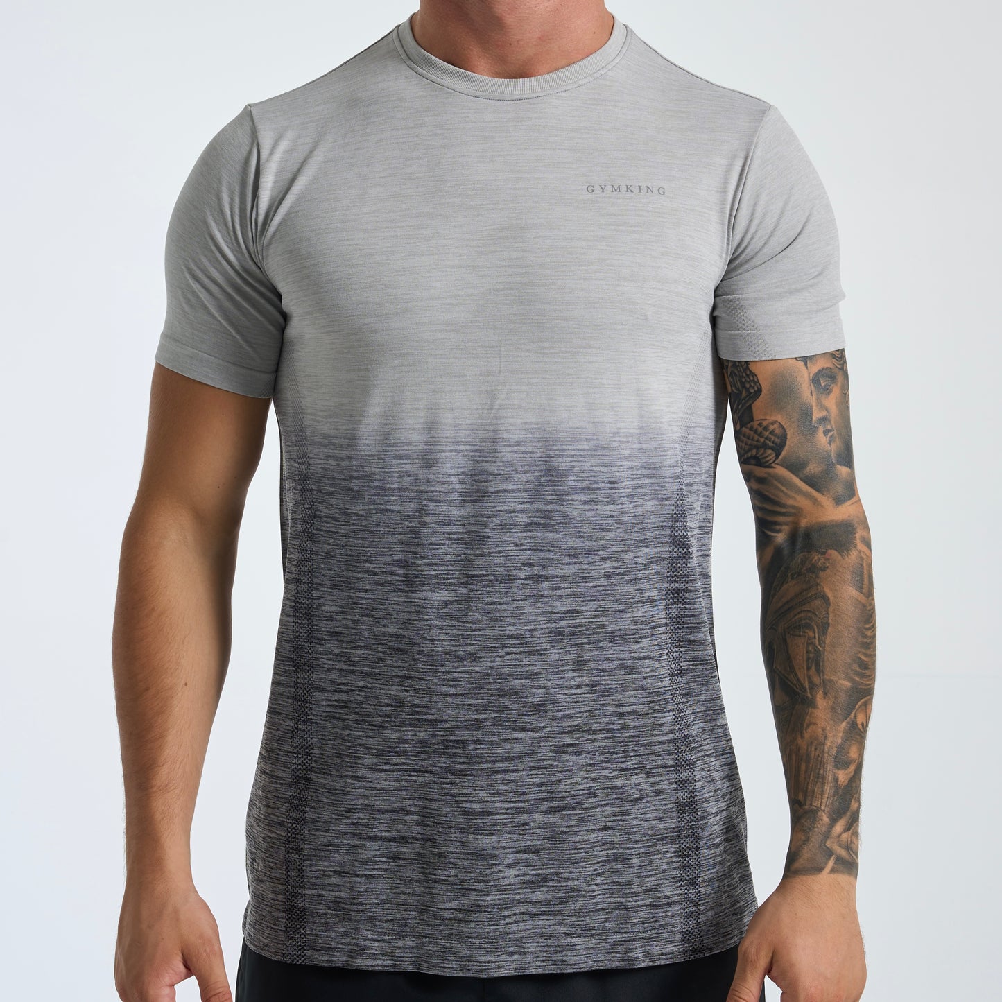 GymKing Relentless Ombré Seamless Tee - Black / Urban Grey