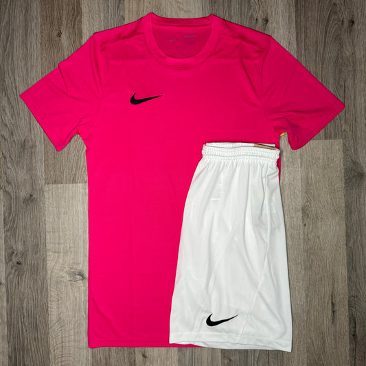 Nike Dri Fit Set - Tee & Shorts - Pink / White