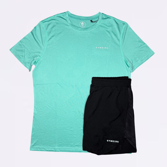 GymKing Geometric Knit Set - Apple Green / Black