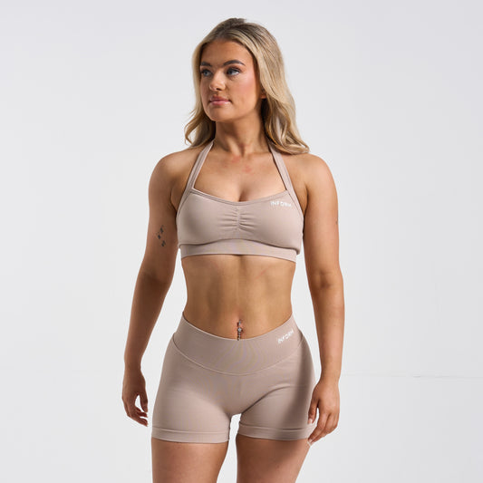 INFORM Sculpt Seamless Halterneck Sports Bra - Cappuccino