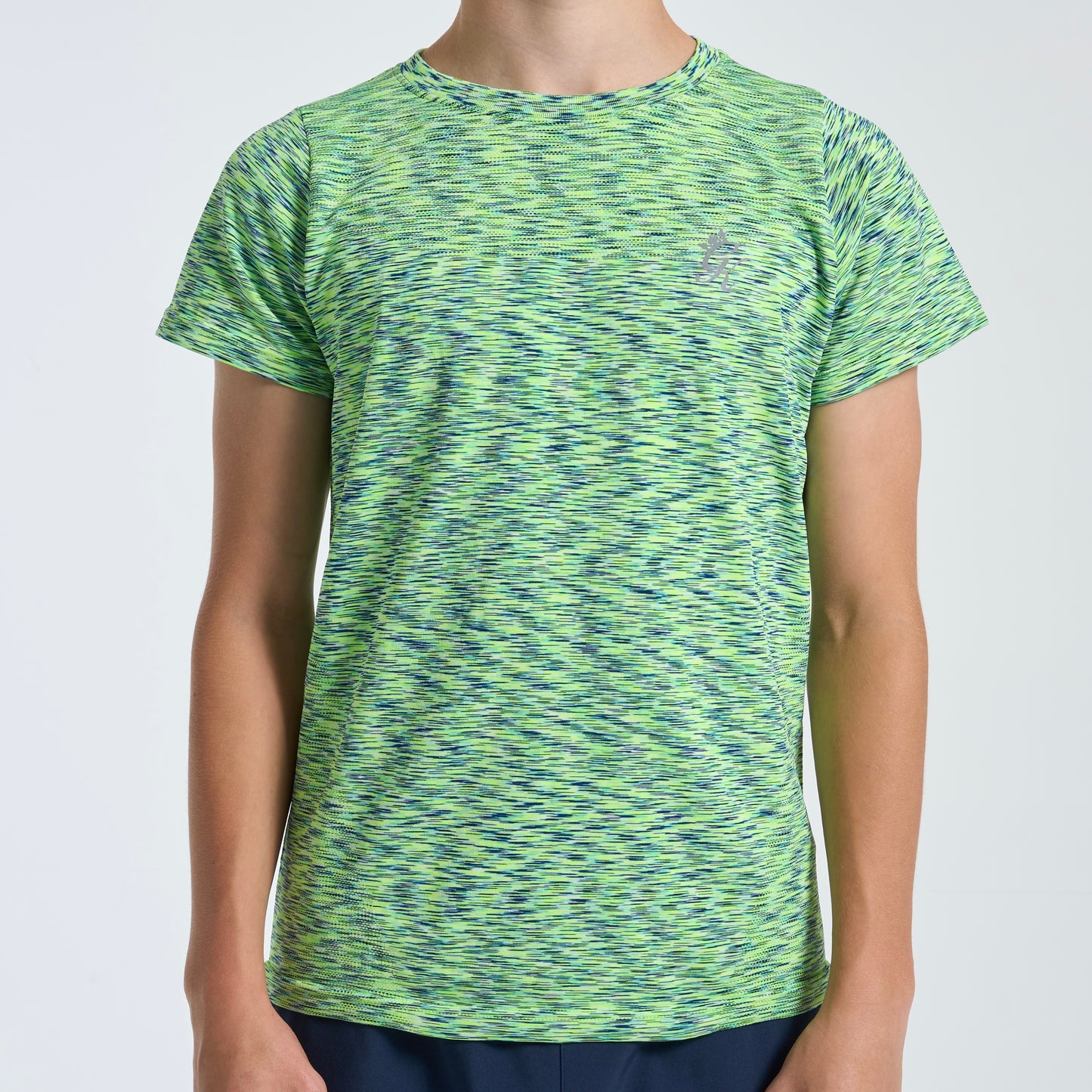 GymKing Seamless Space Dye Tee - Lime/Navy Grindle (Junior)