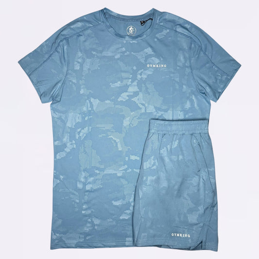 GymKing Debossed Camo Set - Coastal Blue