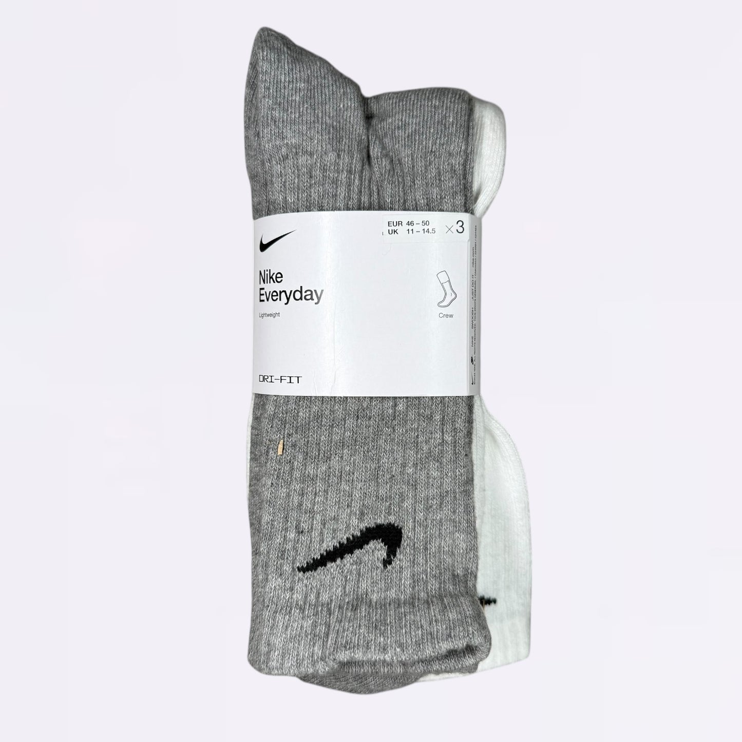 Nike Everyday Lightweight Crew Socks White Grey Black