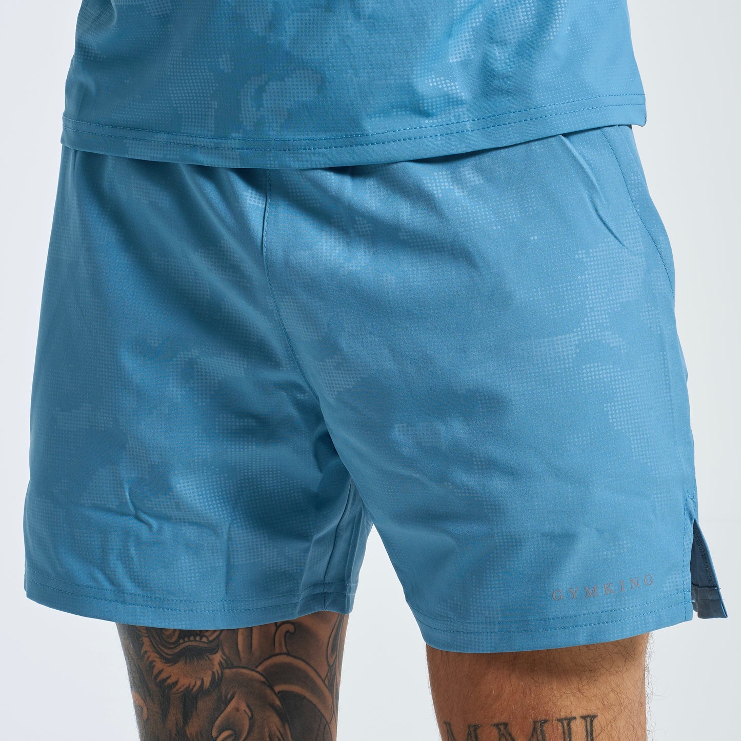 GymKing Debossed Camo Short 5" - Coastal Blue