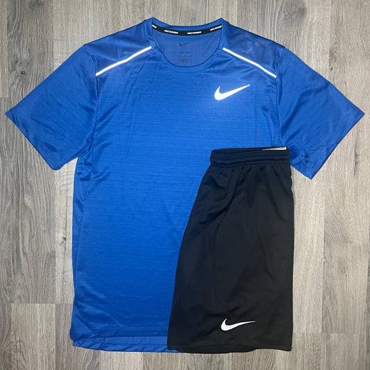 Nike Miler & Dri Fit Set - Tee & Shorts - Royal Blue / Black