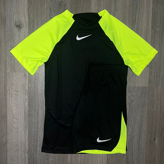 Nike Academy Set- Tee & Shorts - Black Volt (Junior)