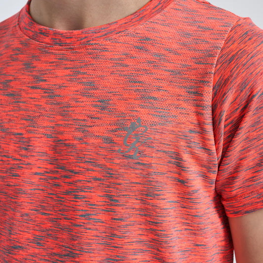 GymKing Seamless Space Dye Tee - Coral/Light Grey Grindle (Junior)