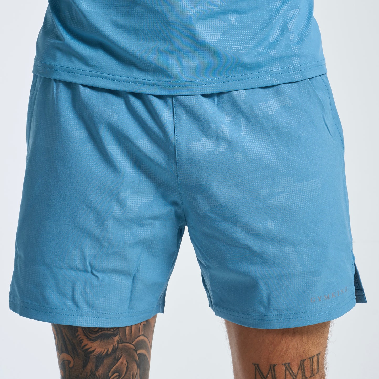 GymKing Debossed Camo Short 5" - Coastal Blue