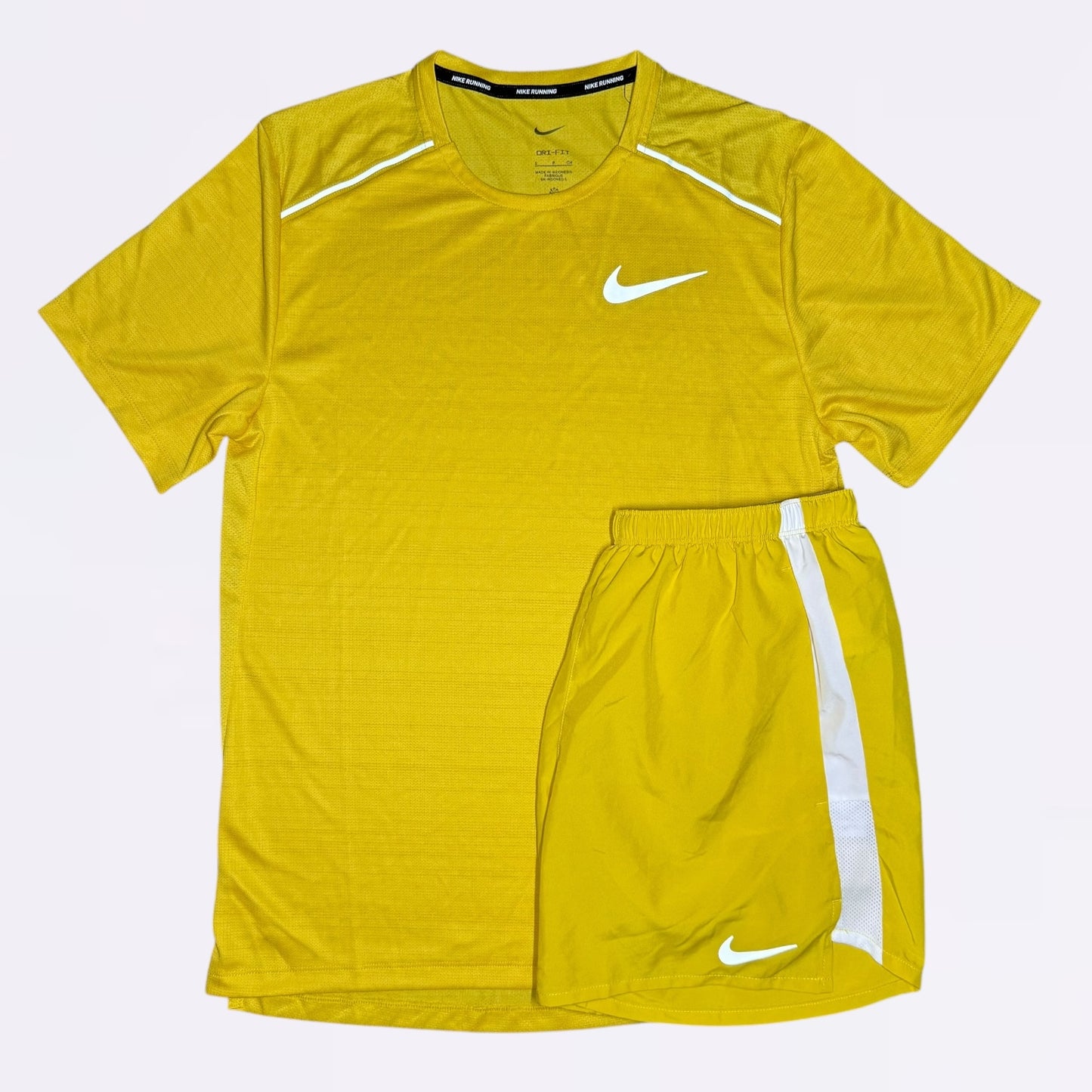 Nike Miler & Challenger Set - Tee & Shorts - Yellow