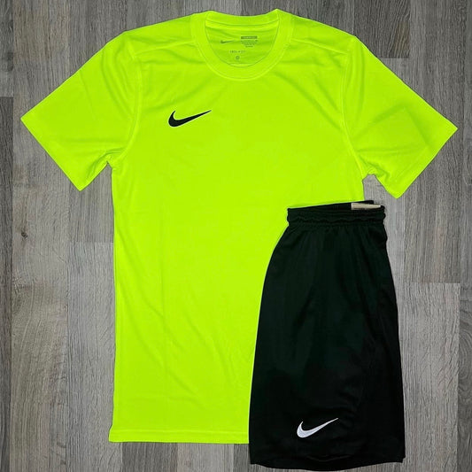Nike Dri Fit Set - Tee & Shorts - Volt / Black