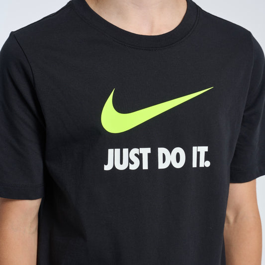 Nike Cotton Tee - Black / Neon (Junior)