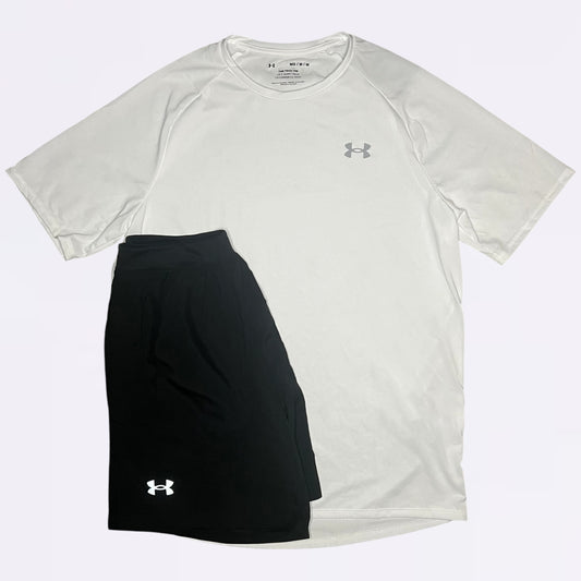 Under Armour Tech & Speed Stride Set - Tee & Shorts - White / Black