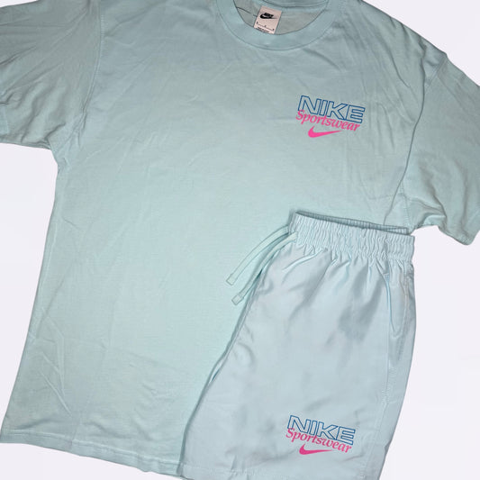 Nike Graphic Cotton Set - Tee & Shorts - Blue