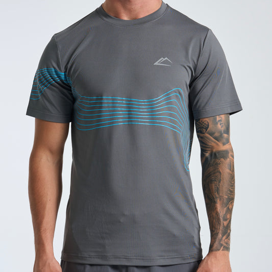 ActiveLine Wave Tee & Shorts Set - Grey / Baltic Blue