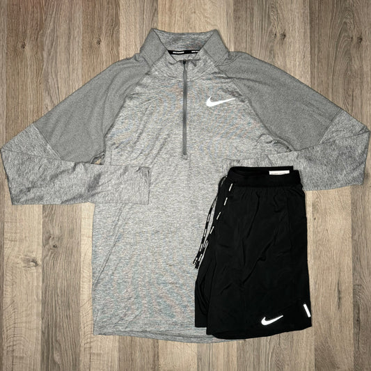 Nike Element / Flex Stride Set - Half Zip & Shorts - Grey / Black