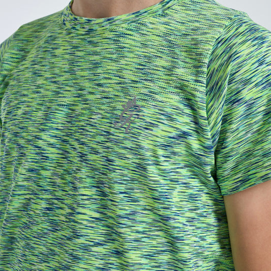 GymKing Seamless Space Dye Tee - Lime/Navy Grindle (Junior)