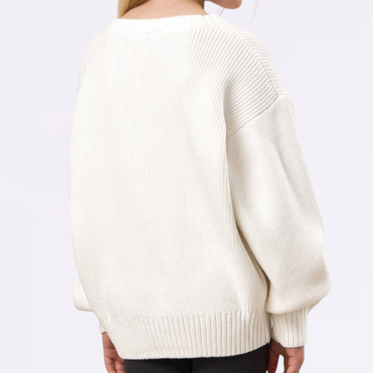 Gym King Knitted Crew (Girls) - Cream