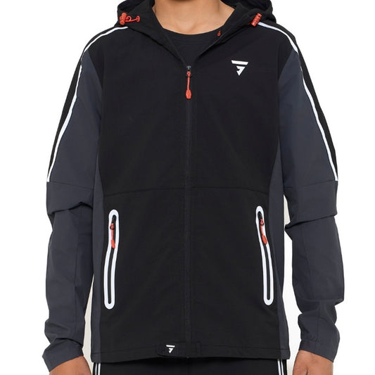 GRIID Reflect Set Jacket & Shorts - Black / Asphalt / Red (Junior)