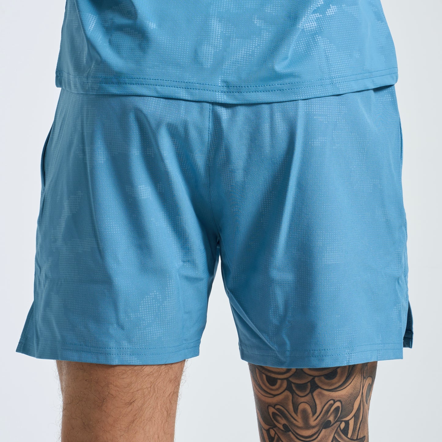 GymKing Debossed Camo Short 5" - Coastal Blue