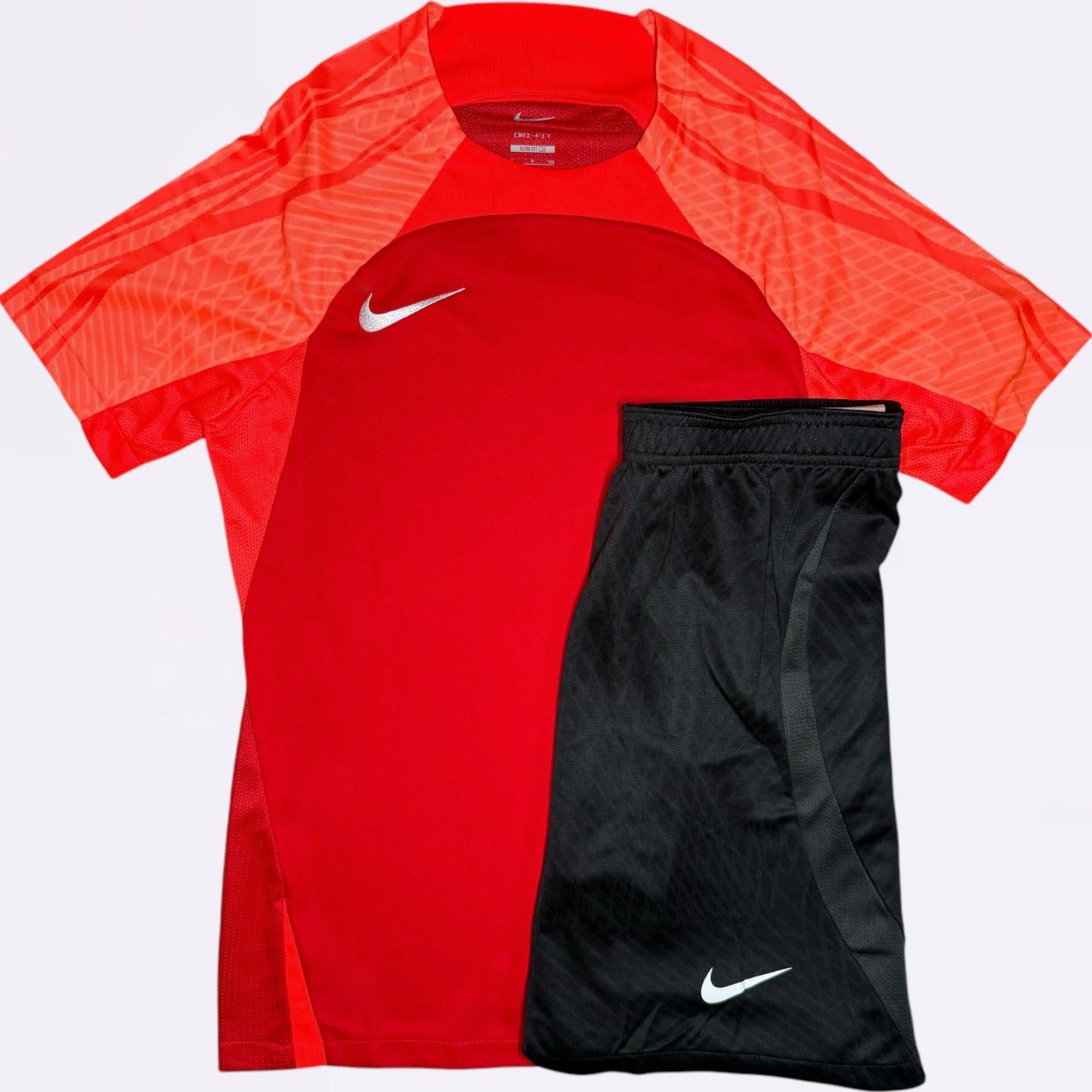 Nike Strike Set - Tee & Shorts - Crimson Red / Black