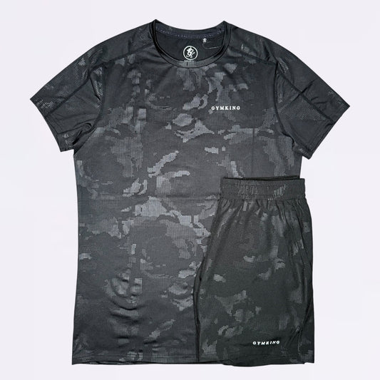 GymKing Debossed Camo Set - Black