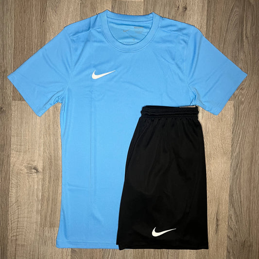 Nike Dri Fit Set - Tee & Shorts - University Blue / Black (Junior)