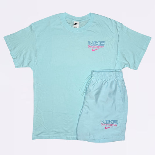 Nike Graphic Cotton Set - Tee & Shorts - Blue