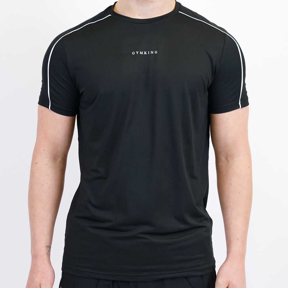 Gym King Core Piped Tee - Black