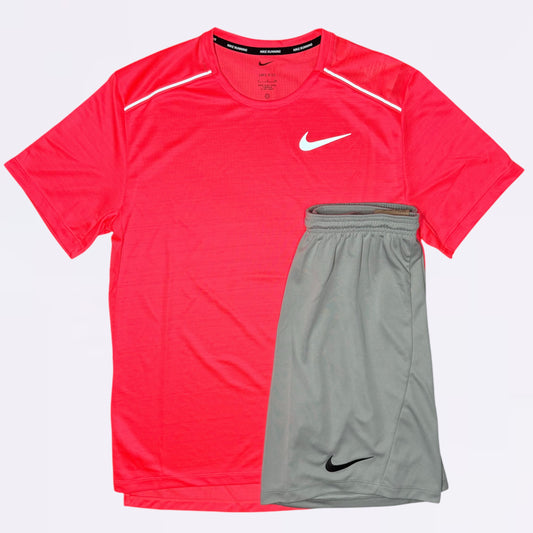 Nike Miler & Dri-Fit - Tee & Shorts - Punch / Grey