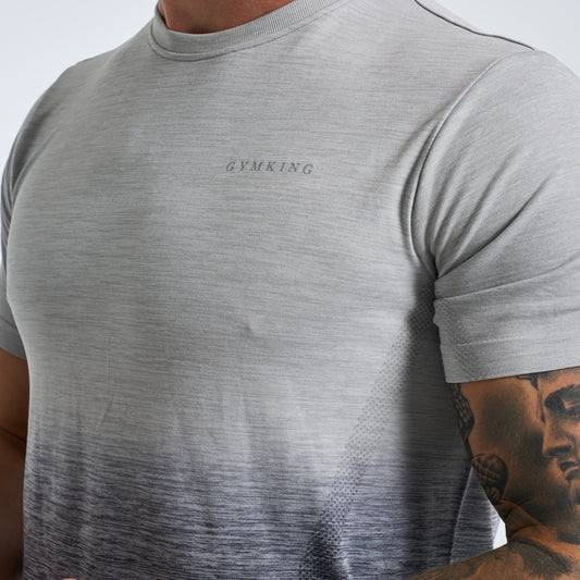 GymKing Relentless Ombré Seamless Tee - Black / Urban Grey