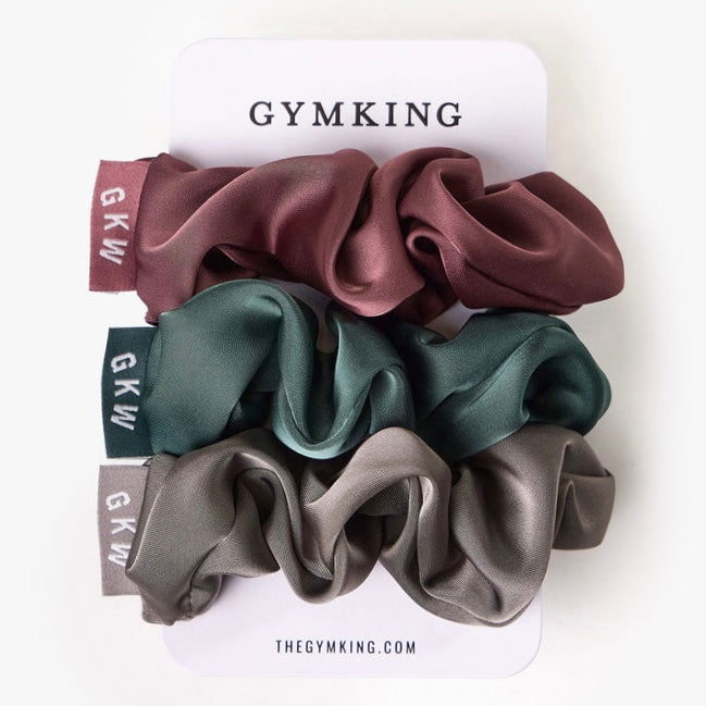 Gym King 3 Pack Scrunchies (3 Pack) - Brown / Green / Truffle
