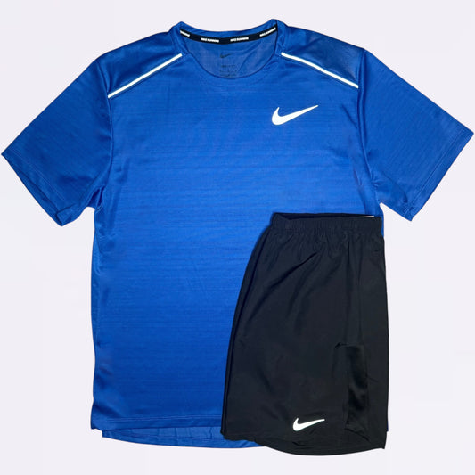 Nike Miler & Challenger Set - Tee & Shorts - Dark Blue / Black