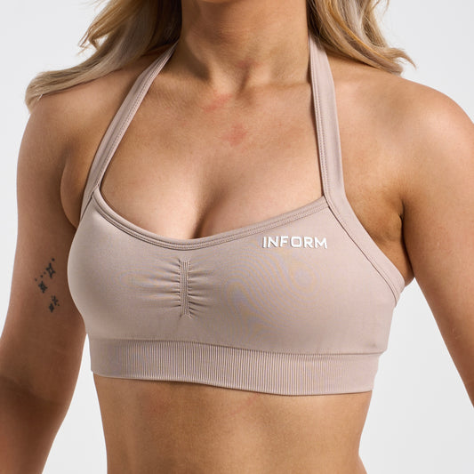 INFORM Sculpt Seamless Halterneck Sports Bra - Cappuccino