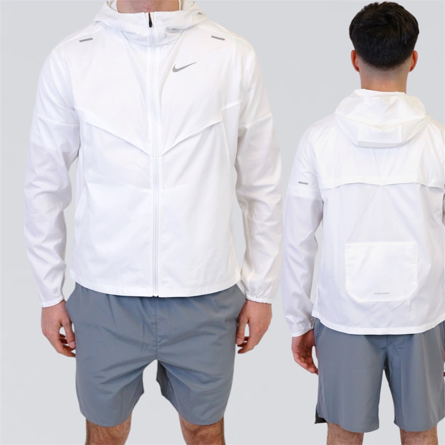 Nike Windrunner Set - Jacket & Shorts - White / Grey