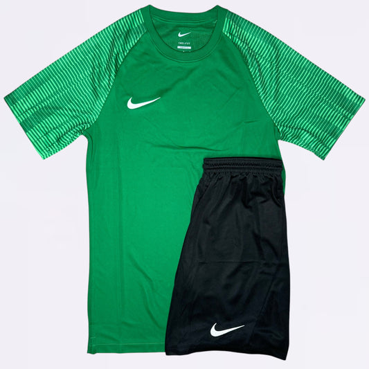 Nike Dri Fit Academy Set - Tee & Shorts - Green / Black (Junior)