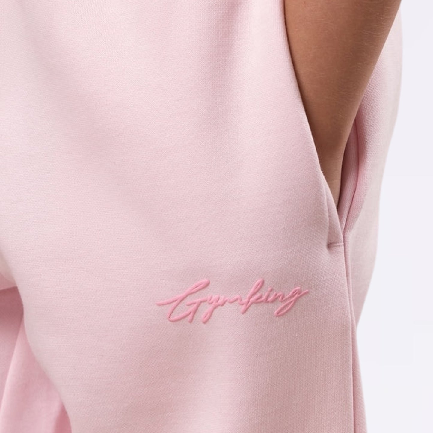 Gym King Script Fleece Jogger (Girls) - Baby Pink
