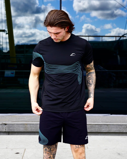 ActiveLine Wave 3 Piece Shorts Set - Black / Blue